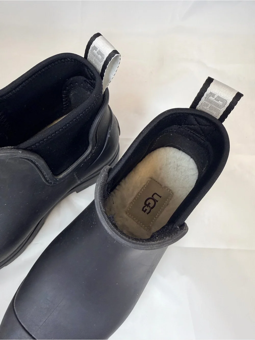 UGG Black Slip-On Rubber Chelsea Rain Booties